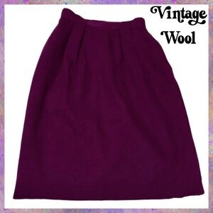 SK & Company 80s Plum Wool Blend Midi Skirt High Waisted Lined Women’s Petite 6